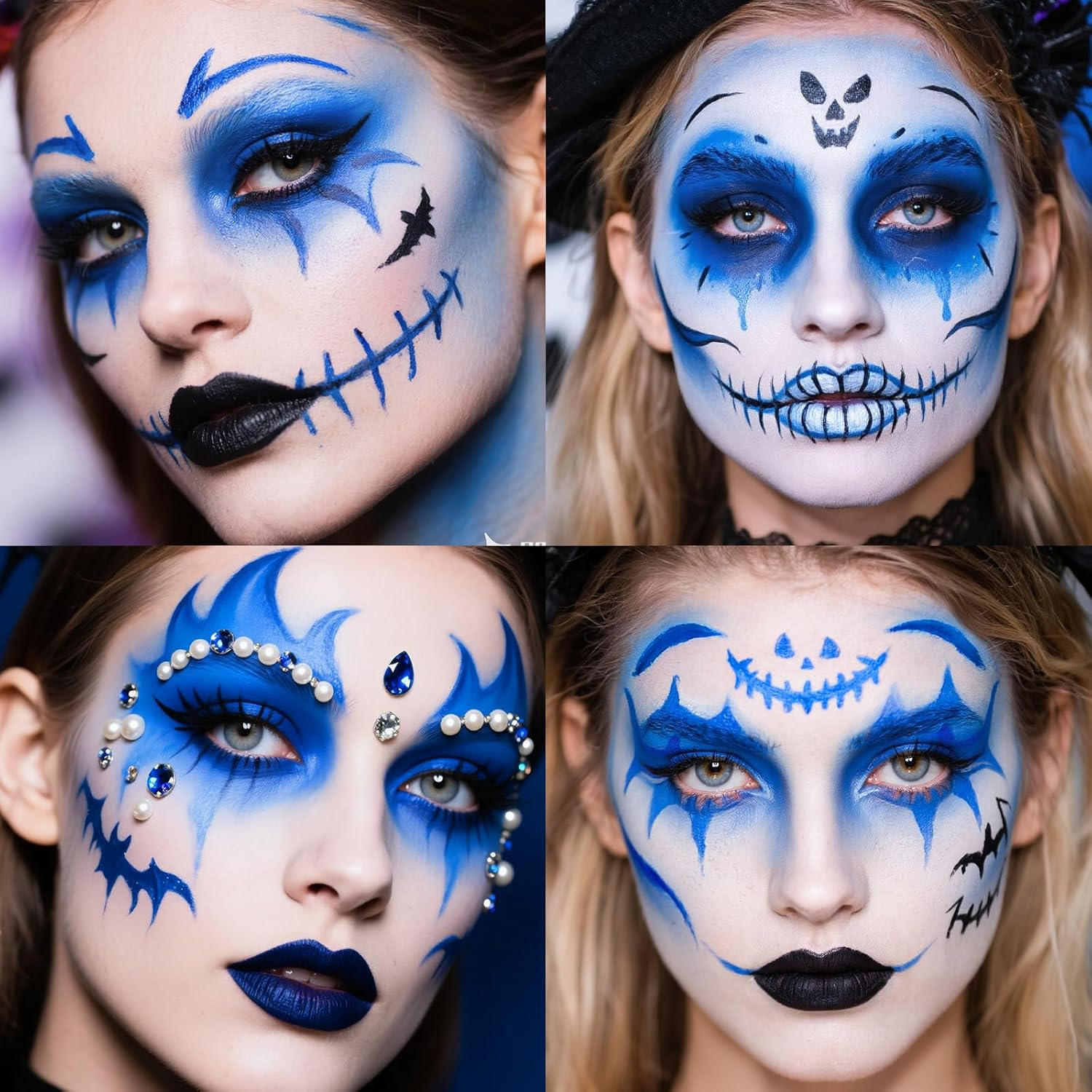 Erinde Blue Professional Face and Body Paint Kit, High Pigment Makeup Kit for Adults, Easy Apply and Wash Off, Vibrant Long-Lasting Colors for Halloween, Carnival, Music Festival, Cosplay Party image number 1