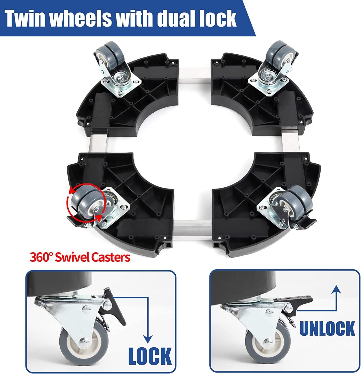 W B D WEIBIDA Plant Stand with Wheels Heavy Duty, Adjustable 15-21" Plant Caddy with Casters, Rolling Plant Holder Stand, Large Potted Planter Cart Dolly for Flower Pot Outdoor Indoor