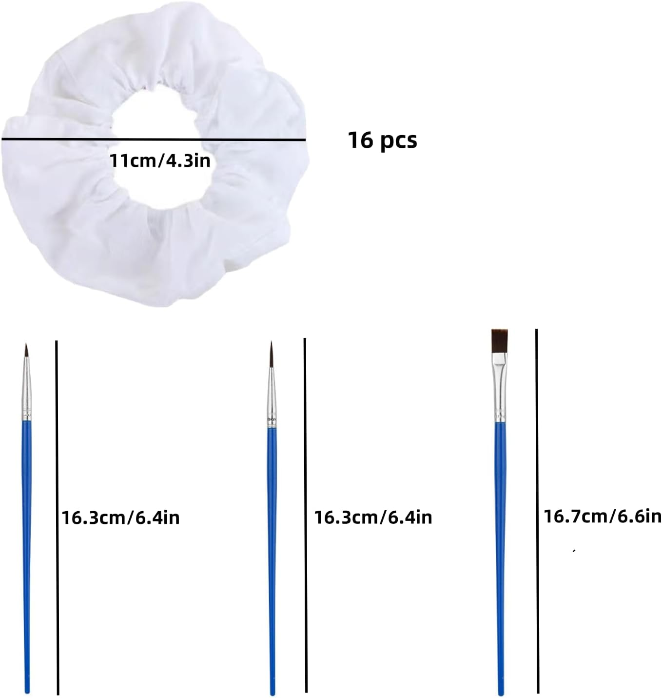 LIANRISES 16Pcs White Scrunchie White Tie Dye Items White Hair Ties Scrunchies for Girls Women Cotton Elastic Party Activities Hair Accessories DIY with 3Pcs Paintbrushes image number 3