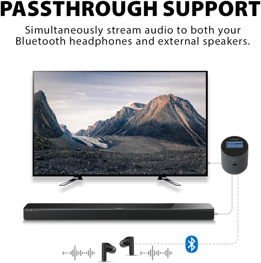 Avantree Orbit Pro - Bluetooth Audio Transmitter & Receiver for TV with 5.1 Surround Sound Passthrough, HDMI ARC Input, Remote Volume Control, No Lip-Sync Delay, LCD Screen & Class 1 Long Range image number 2