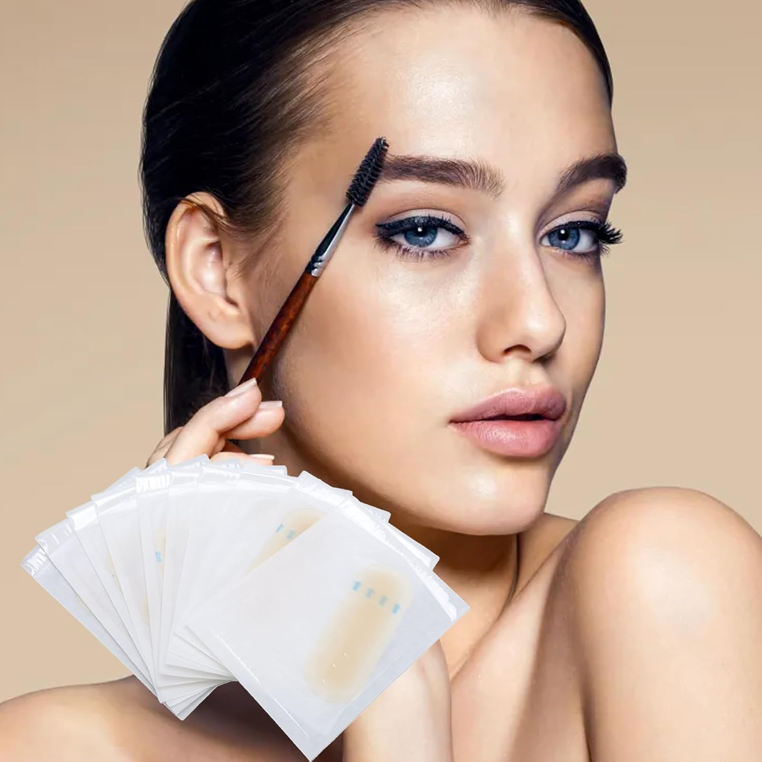 20Pcs Light Skin Colour Transfer Eyebrow Skin Stickers, Practice Make-Up Eyebrow Stencil Stickers for Beauty Salon, Available for Sanitary Facilities And image number 6