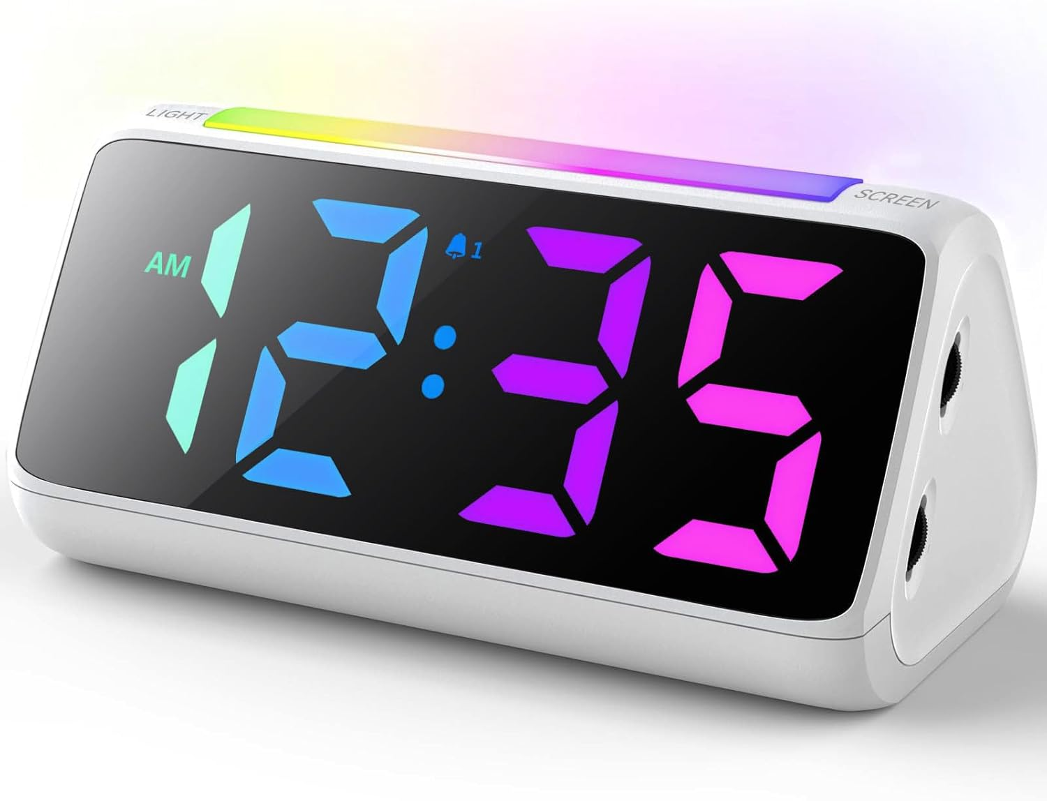 Ohamtes Digital Alarm Clock，Bedside Clocks with RGB Night Light, Large Display, Dual Alarm, Snooze, 100% Adjustable Brightness Dimmer Alarm Clocks, Suitable for Bedside