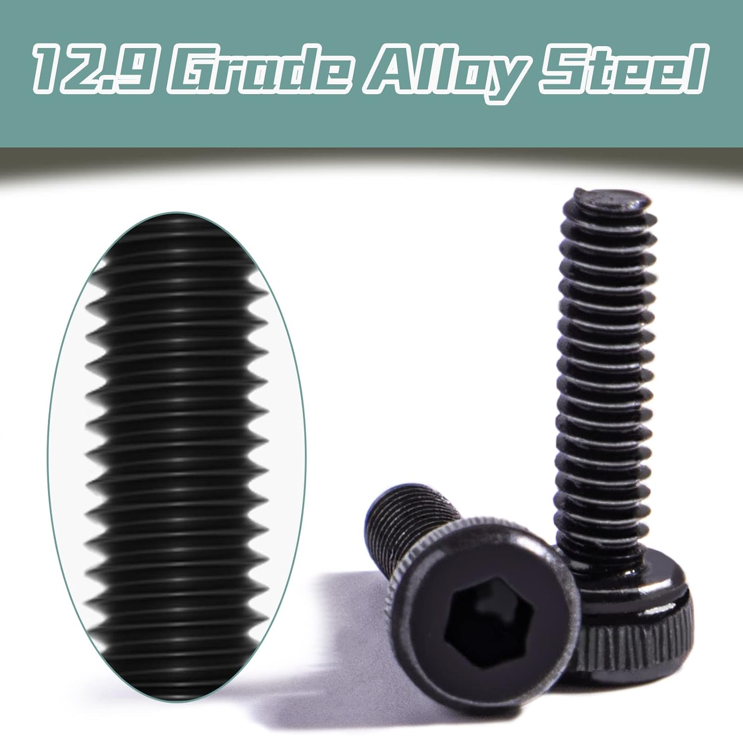 Zmbroll M4 Hex Head Socket Screws,320Pcs Hex Socket Head Cap Metric Machine Bolts,12.9 Grade Alloy Steel Screws,Hexagon Nuts Washers with Hex Wrenches, Black Oxide Finish image number 1