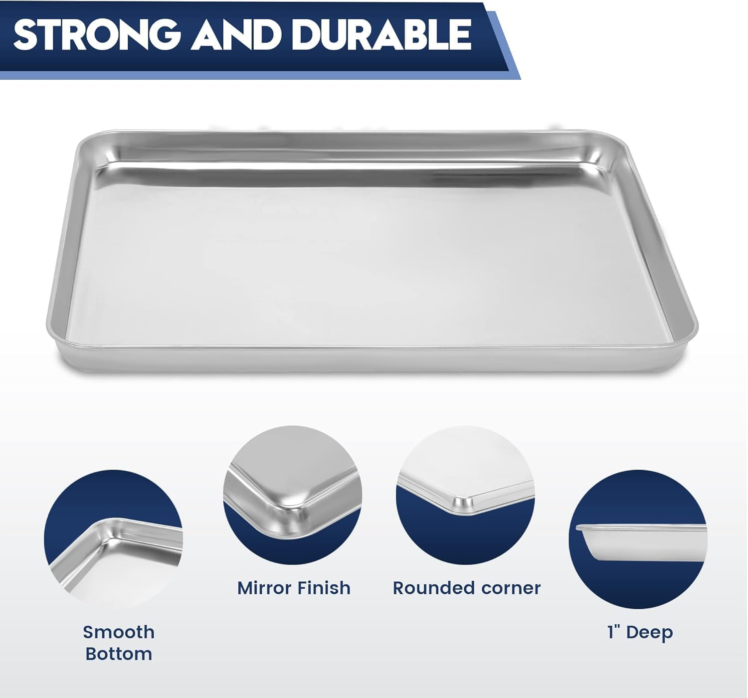 Baking Sheet & Rack Set [2 Sheets + 2 Racks], Stainless Steel Cookie Pan with Cooling Rack, Size 40.5 X 30.5Cm, Non Toxic & Heavy Duty & Easy Clean image number 4