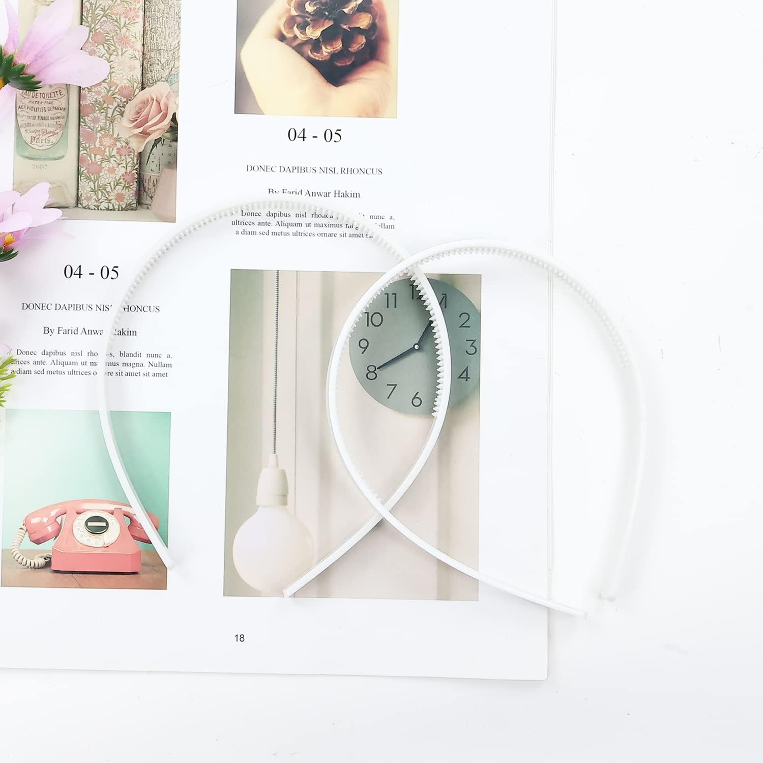 20 Pack White Plain Blank 1CM Slim Thin Hard Plastic Headband Hairband Elastic Hair Hoop Holder Clasp Tiara Crown Headpiece Crafting DIY Accessories for Women Girl image number 2