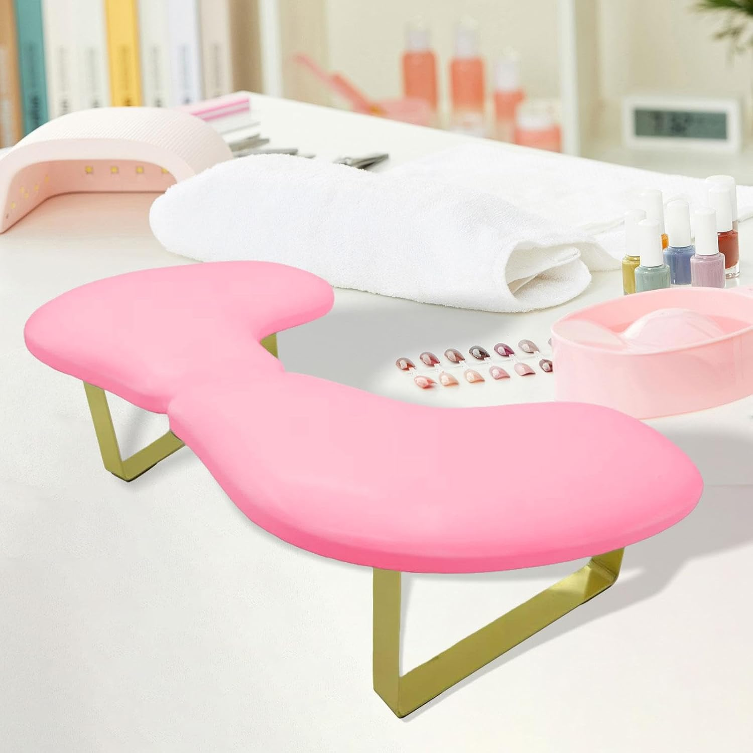 Perfk Nail Arm Rest Soft Comfortable Manicure Table Mat Nail Art Accessories Rest Cushion 15&deg; Slant for Manicurist Gift, Pink - Pink image number 6