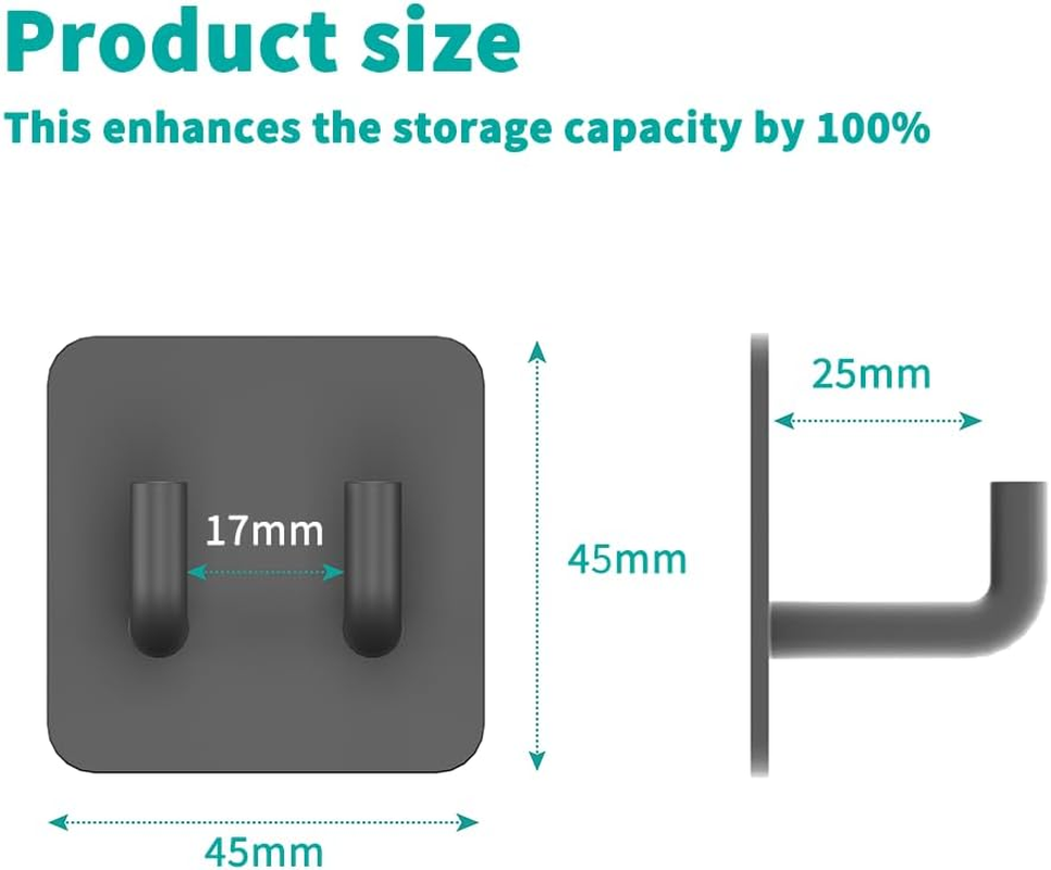 4 Pack Stainless Steel Wall Hooks,3M Self Adhesive Double Hooks，Gabeeriso Black Wall Mount Hook for Key,Bathroom Towel Hook,No Drill Razor Holder,Suitable for Bathroom, Kitchen, Home Toilet. image number 4