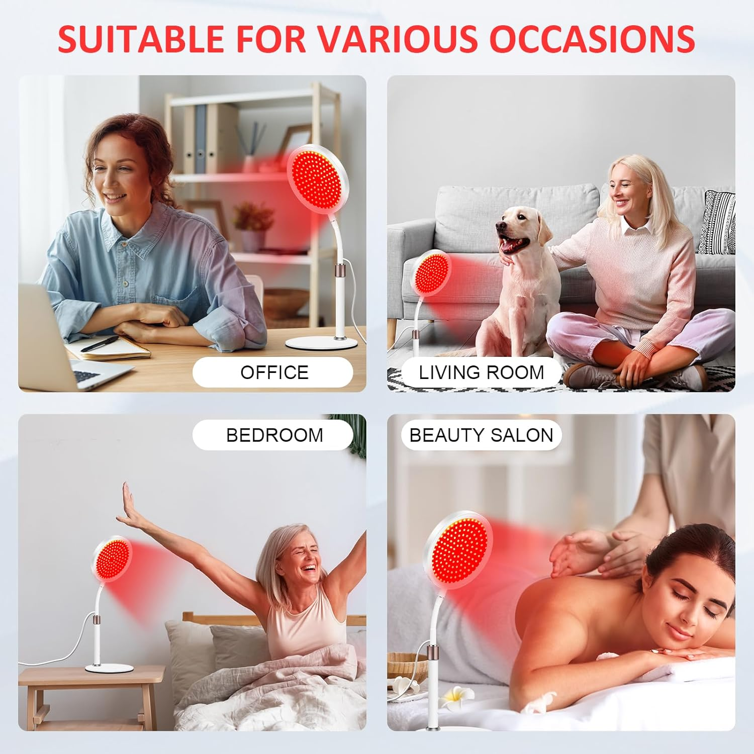 Red Light Lamp with Base, Trayvespace Infrared Light with 15/30/45Mins Timer, 100Leds Adjustable Height & Angle & Brightness Infrared Red Lamp (660Nm&850Nm&940Nm)