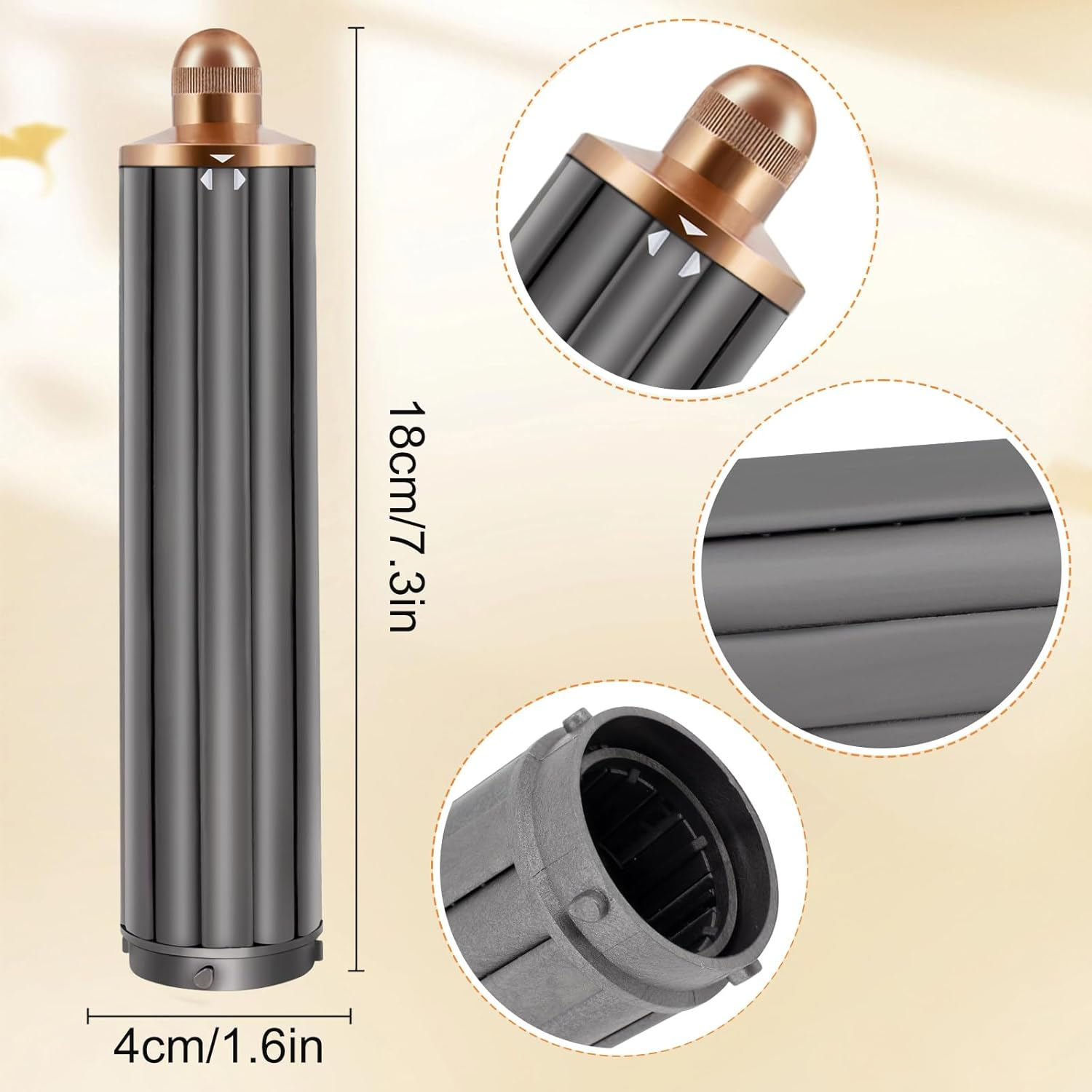 ODASHEN 40MM/1.6 Inch Long Hair Curling Barrels for Airwrap HS05 HS01 Attachment Parts, Cylinder Self-Curling Hair Styler Tool - Nozzle With Wide-Tooth Comb image number 2