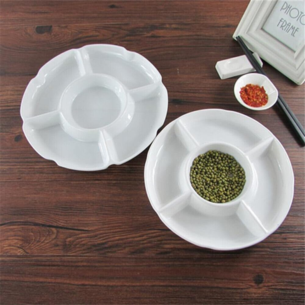 LEDON 5-Compartment Snack Tray | 28Cm round Divided Chip & Dip Platter for Parties, Snacks, Nuts, Candy, Veggies | Bpa-Free, Durable Plastic Serving Dish image number 5