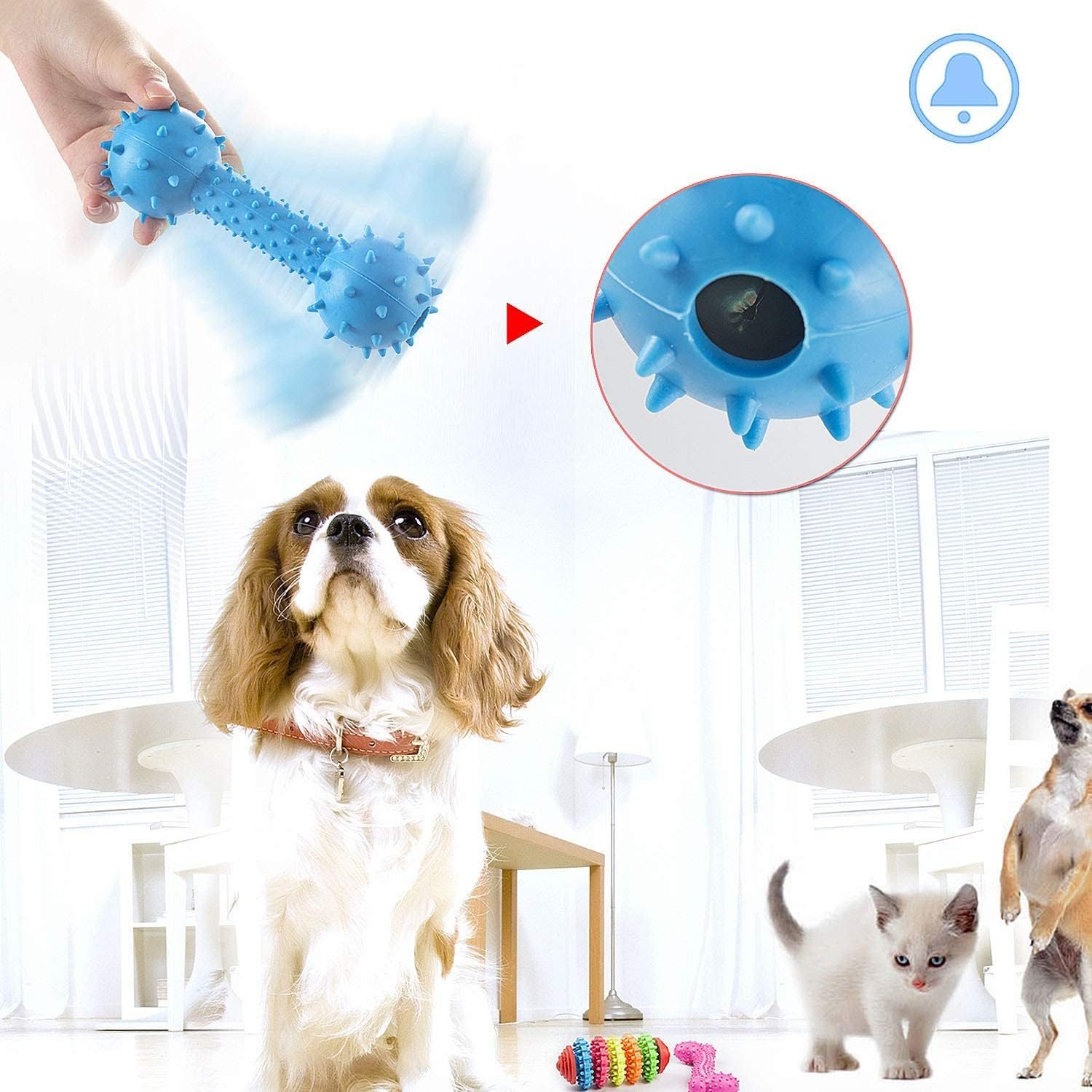 Comius Sharp Puppy Dog Teeth Toy, 5 Piece Teeth Cleaning Dog Chew Toy for Small, Medium Dog Breeds, Interactive Silicone Dental Care Dental Chew Toy for Training image number 4