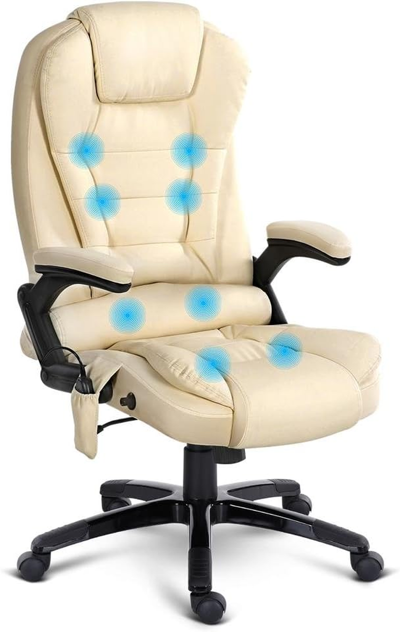 Artiss Massage Office Chair, PU Leather 8 Point Ergonomic Gaming Computer Desk Recliner Chairs Armchair for Room Executive Home, Adjustable Height 360&deg; Rotation Black