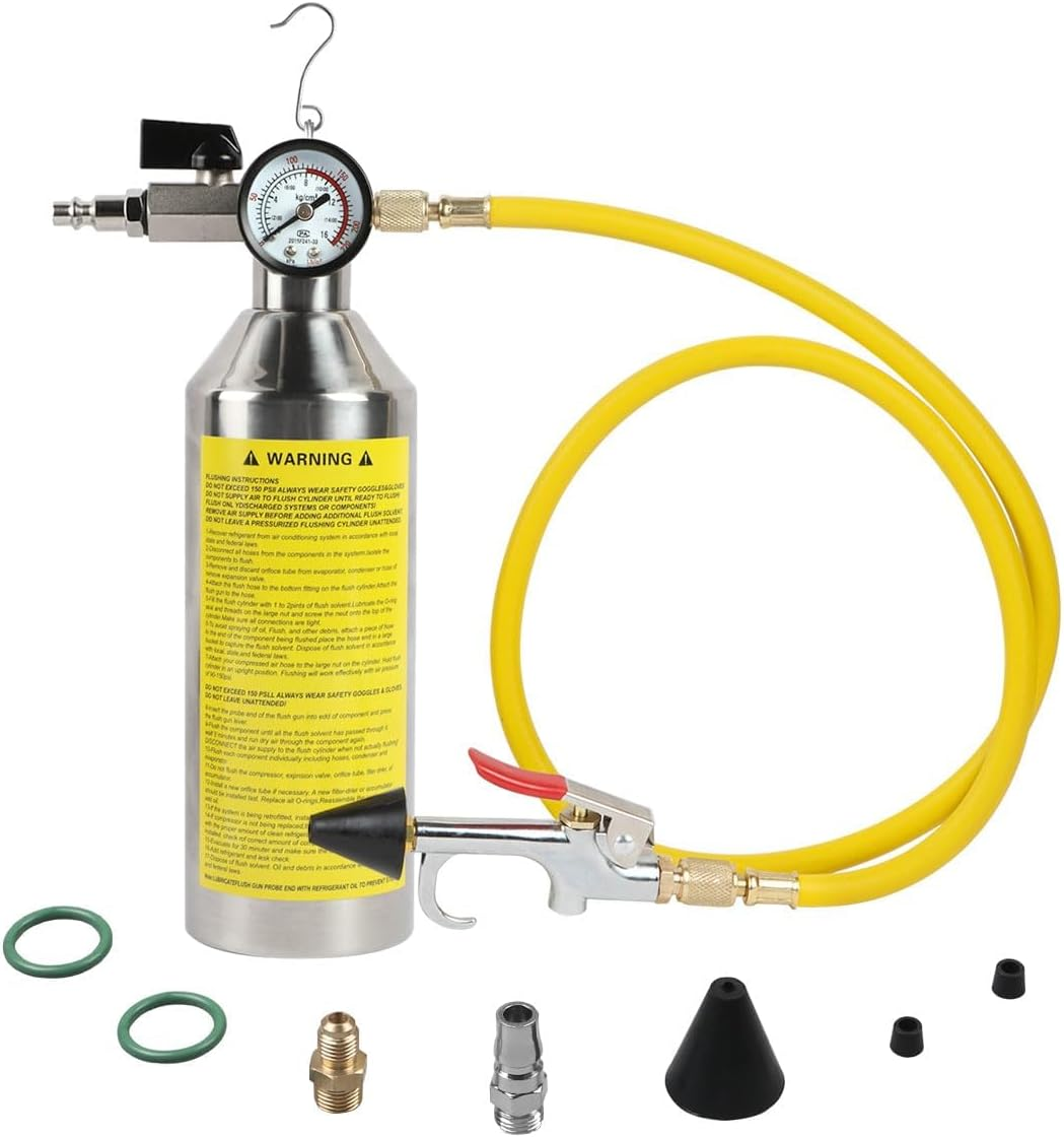 AC Flush Kit Pressure Regulating&Relief Valve AC Cleaner Real-Time Monitoring Pressure Gauge AC Cleaning Kit with Spray Head/Hook & 3.5FT Hose&Fitting for Air Conditioner Pipe, Condenser, Evaporator image number 1