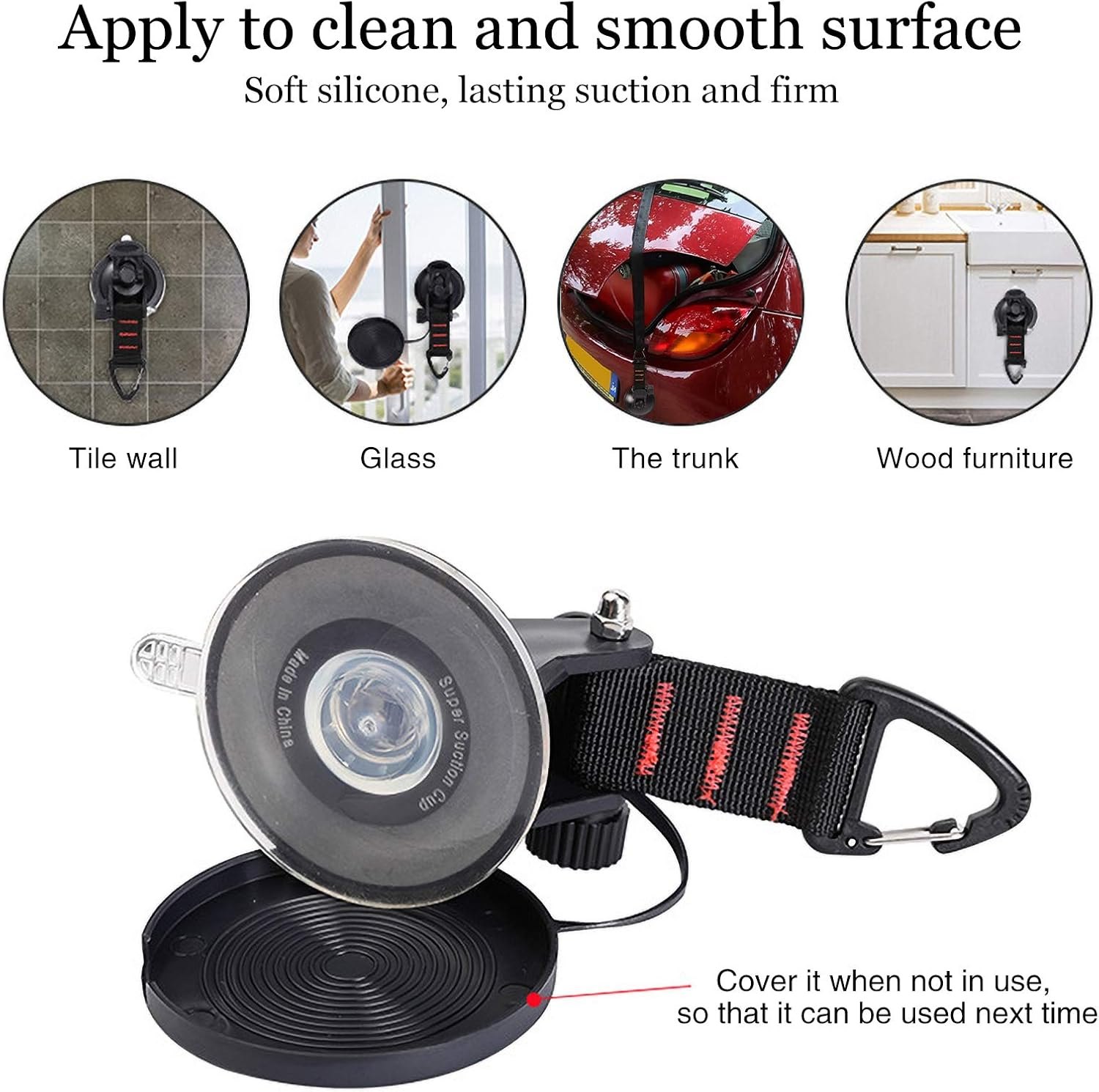 CONBOLA Heavy Duty Suction Cups 4 Pieces with Hooks Upgraded Car Camping Tie down Suction Cup, Tarp Accessory with Securing Hook Strong Power for Awning Boat and Trap.(4 Pcs) image number 7