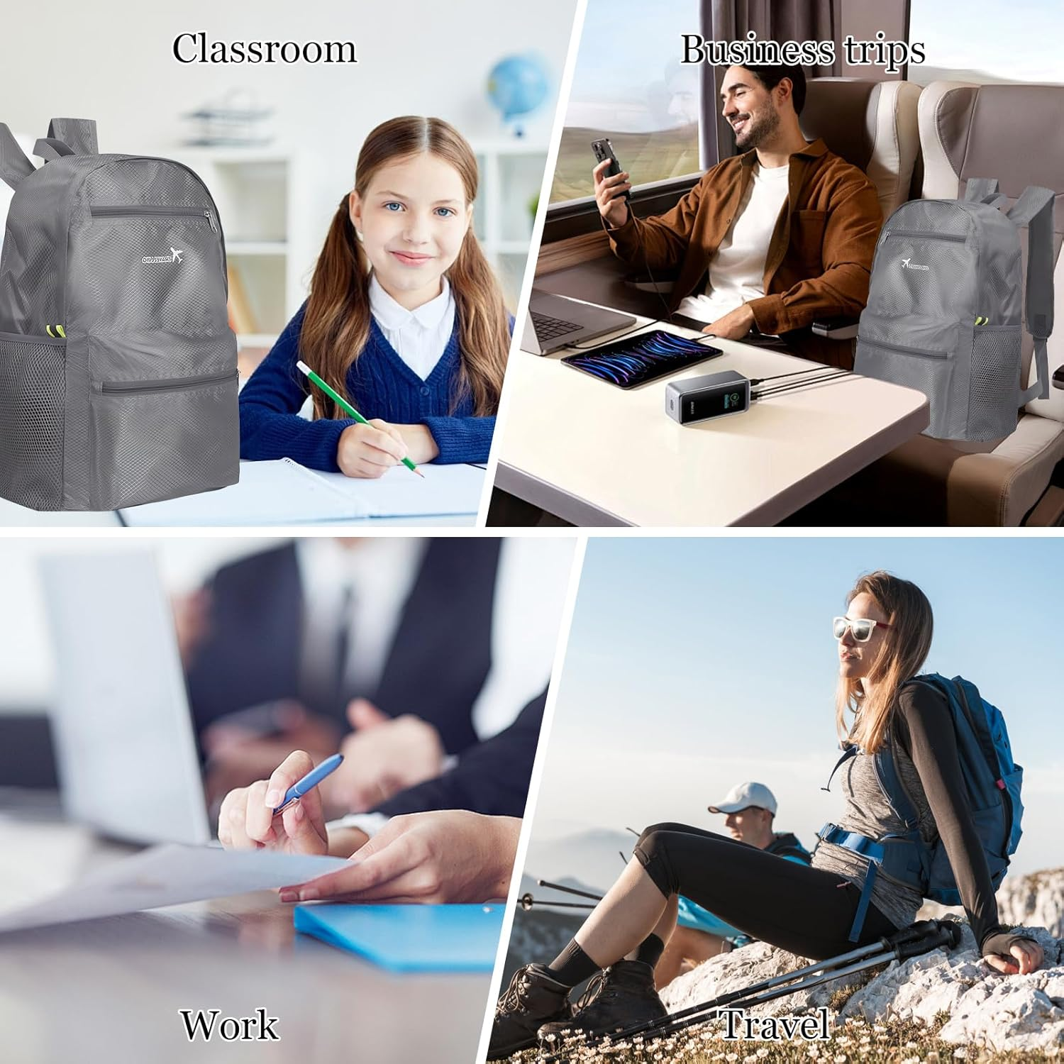 Foldable Hiking Backpack, Foldable Backpack, Ultra Lightweight Rucksack, Unisex Packable Backpack for Men Women, Waterproof Travel Daypack for Outdoor Sport Biking Hiking Climbing image number 4