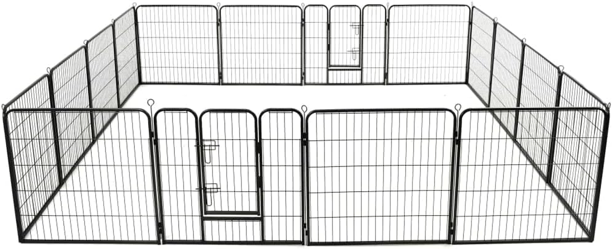 Dog Playpen 16 Panels Steel 80X80 Cm Black Pet Exercise Pen Indoor Outdoor image number 1