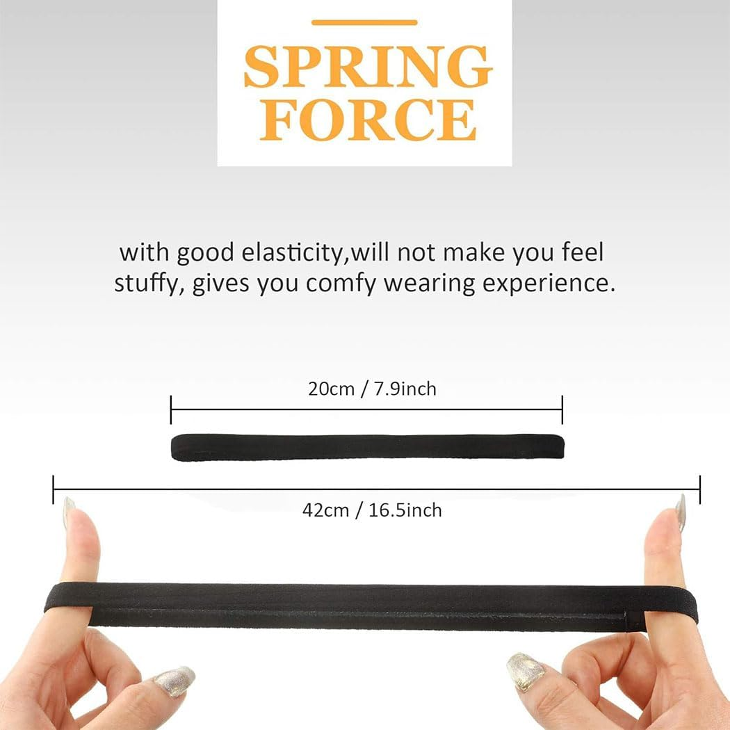 Aufondof 6 Pieces Thin Non-Slip Elastic Sport Headbands, Hair Bands Silicone Grip Exercise Hair Sweatbands for Men Women Football Basketball Soccer Tennis Yoga Outdoor image number 4