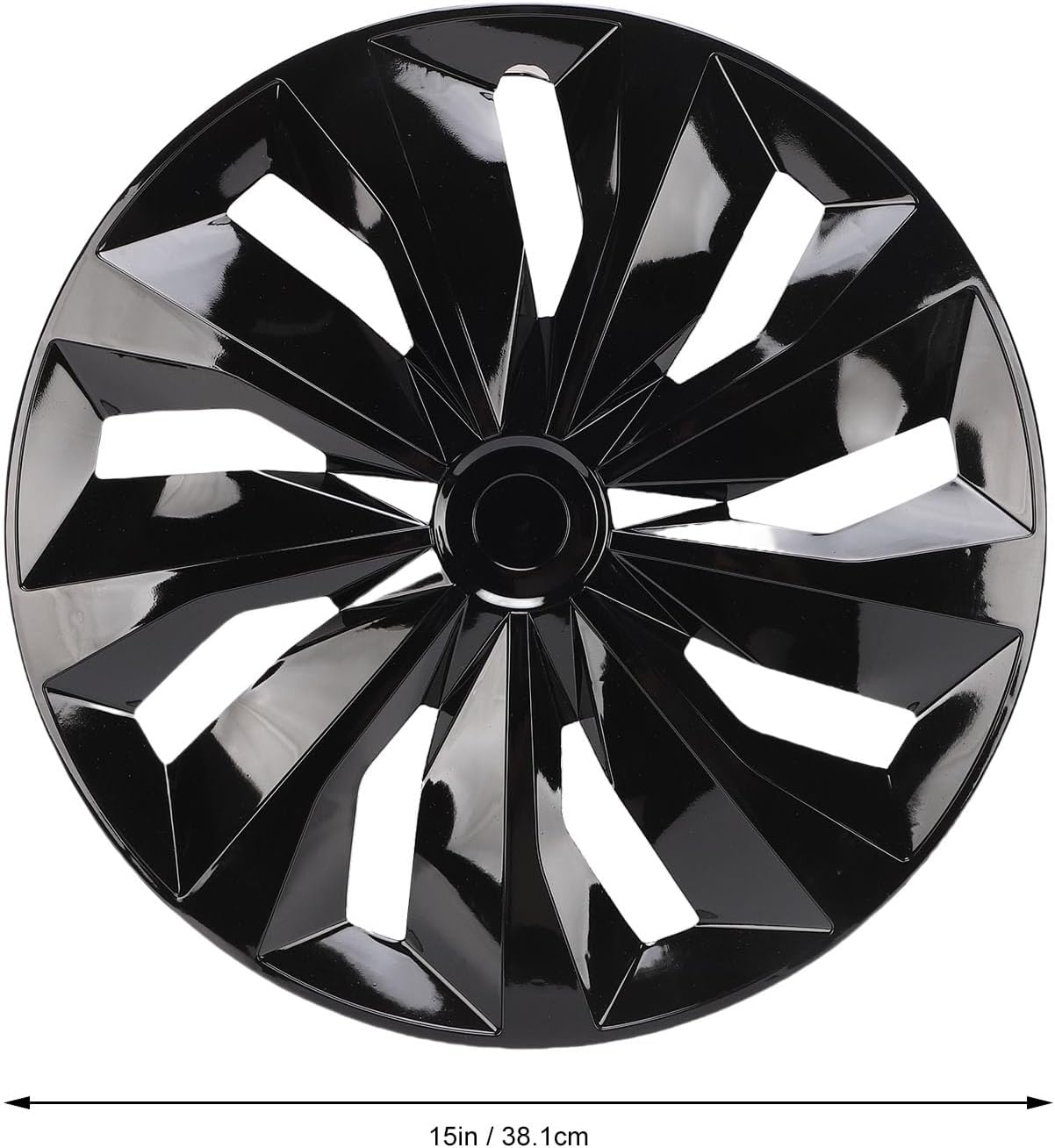 Jiawu 15 Inch Hubcaps Set of 4, Automotive Wheel Tire Covers Accessories, Wheel Hub Caps for Cars, Trucks, SUV, ABS, Quick Installation, Universal Fit on Any 15 Inch Steel Wheel (Black) - Black image number 5