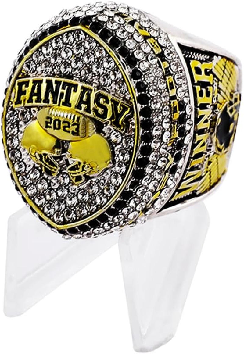 Noblehead Fantasy Football Ring 2023 | Heavy FFL Championship Ring 2023 | Gold Silver Tone Plated Award Tropjy for Fantasy Football League Winner image number 3