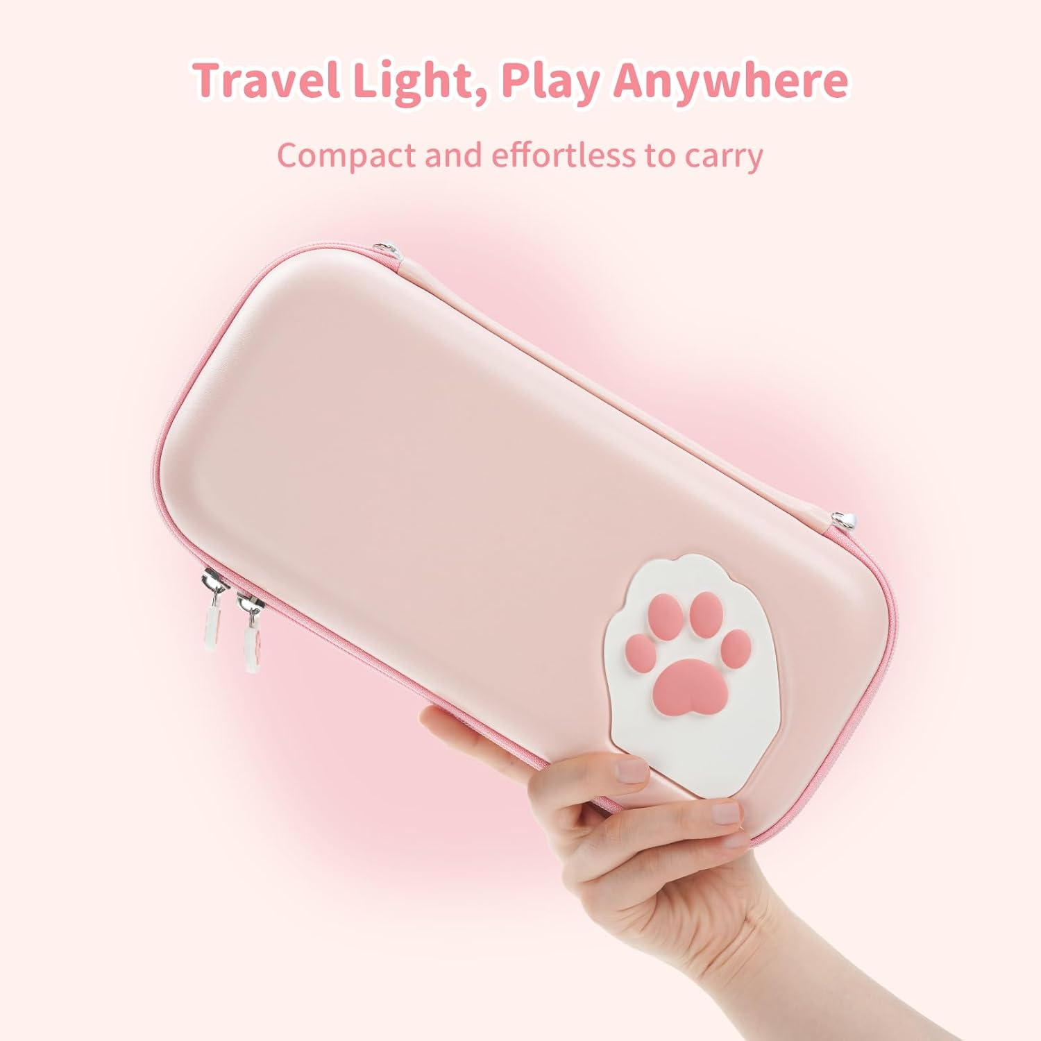 Geekshare Portable Carrying Case Compatible with Switch 2 (2025), Hard Storage Bag with 12 Game Card Slots, Cat Paw Travel Case for Switch 2 Console and Accessories (Pink) image number 2