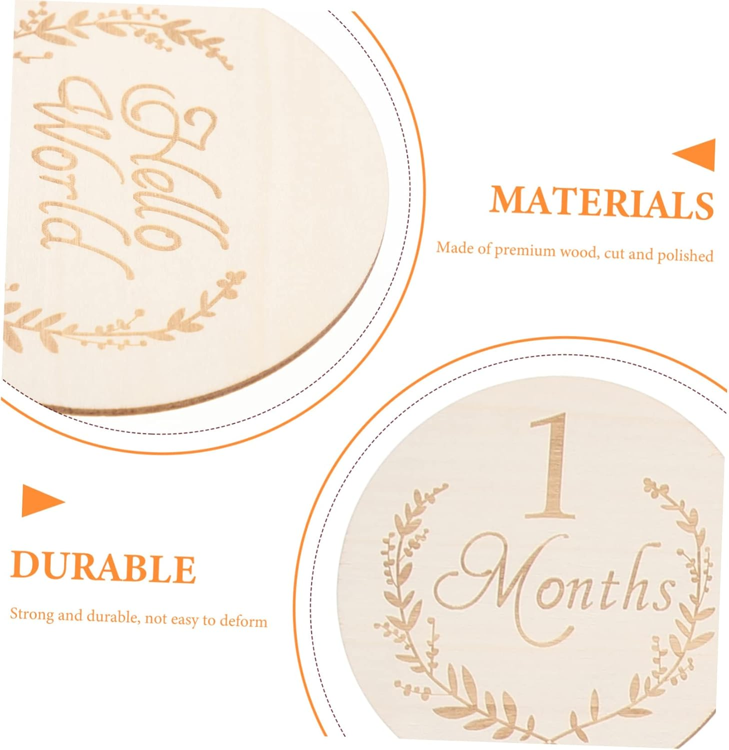 JEWEDECO 13Pcs Monthly Cards Wooden Slices Photo Props Natural Discs for Newborn Milestone Photography Durable Lightweight Commemorative Decoration image number 4