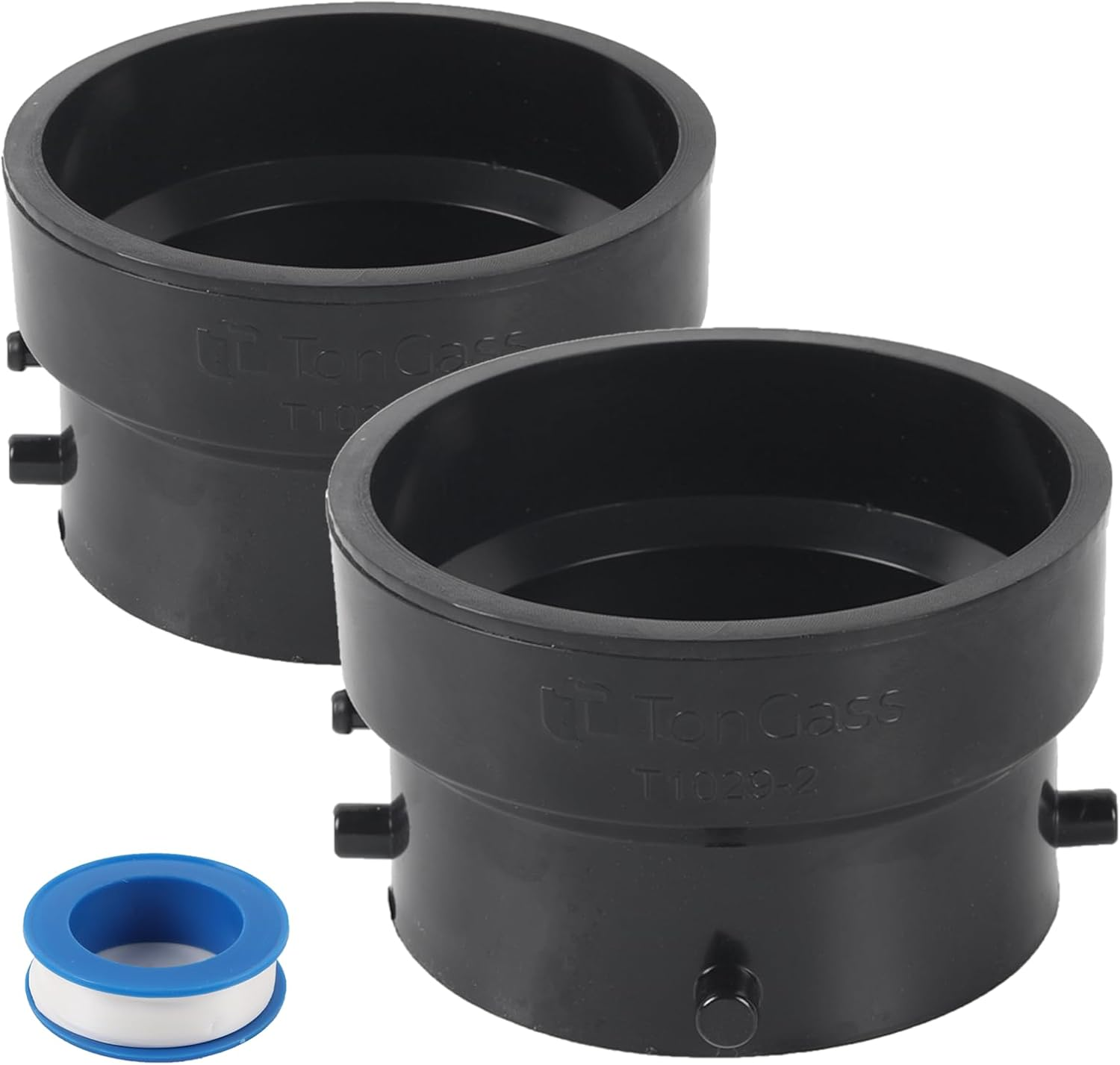 Tongass T1029-2 RV Sewer Termination Adapter - 3" Hub X 3" Bayonet, RV Sewer Hose Termination Adapter with Thread Seal Tape, Camper Sewers Terminations Adapters to 3" PVC - Black image number 4