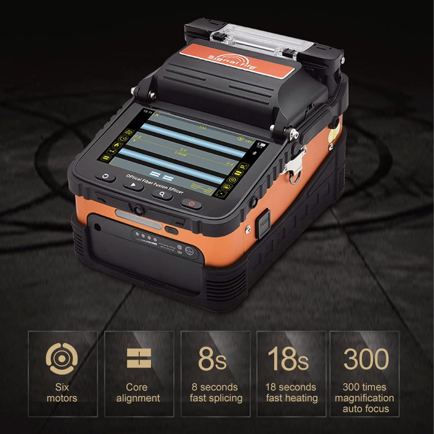 Signal Fire Fiber Fusion Splicer Ai-6C,Fusion Splicer Toolbox Kit W/8 Seconds Splicing Melting, 18 Seconds Heating Fusion Splicer Machine Optical Fiber Cleaver Kit for Optical Fiber & Cable Projects