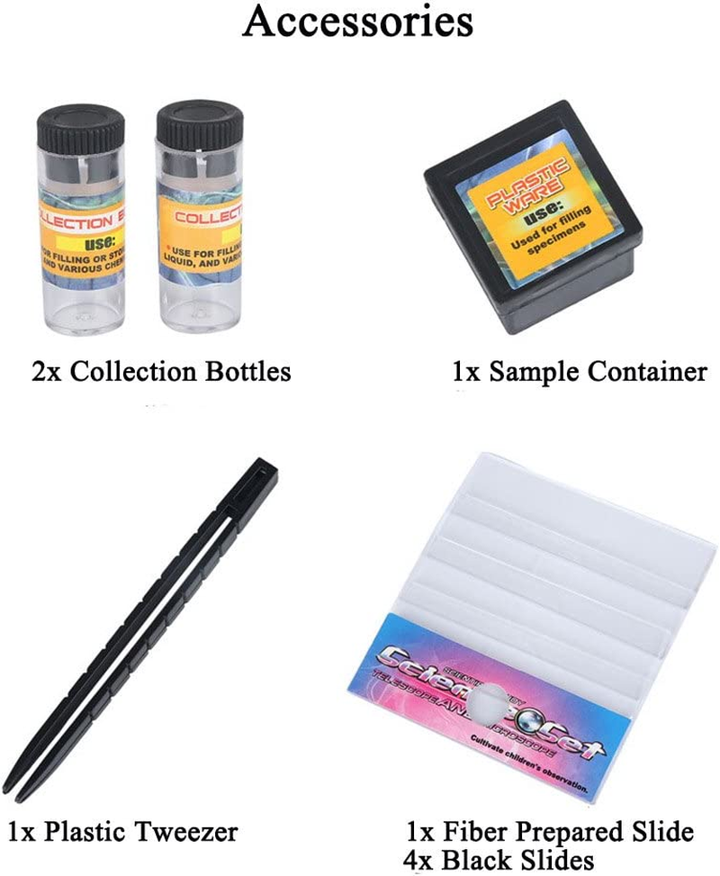 Jiusion Kid Microscope Kit, 100X 400X 1200X Trinocular Magnification Beginner Toy for Home School Education - Biological Hand Held Camera Microscope with Slides for Children image number 1