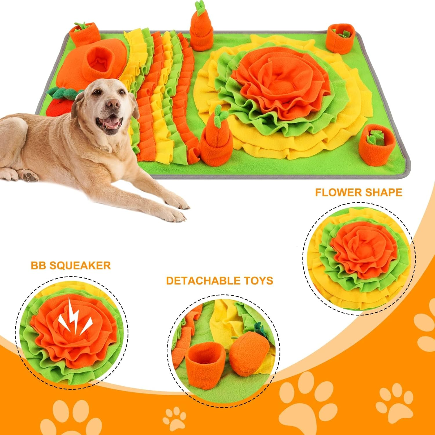 Snuffle Mat for Dogs, 29.5''X 17.7''Large Size Dog Nose Training Sniffing Pad Cat Doggies Interactive Feeding Mat, Encourage Natural Foraging Skills/Stress Relief for Large Small Medium Breed image number 5