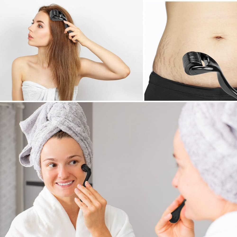 Derma Roller, 540 Titanium Microneedle Roller for Face Facial Wrinkles Hair Loss Stretch Marks Hair Regrowth Micro Needles Professional Microneedling Derma Needling Kit with Case (2.0 Mm) image number 6