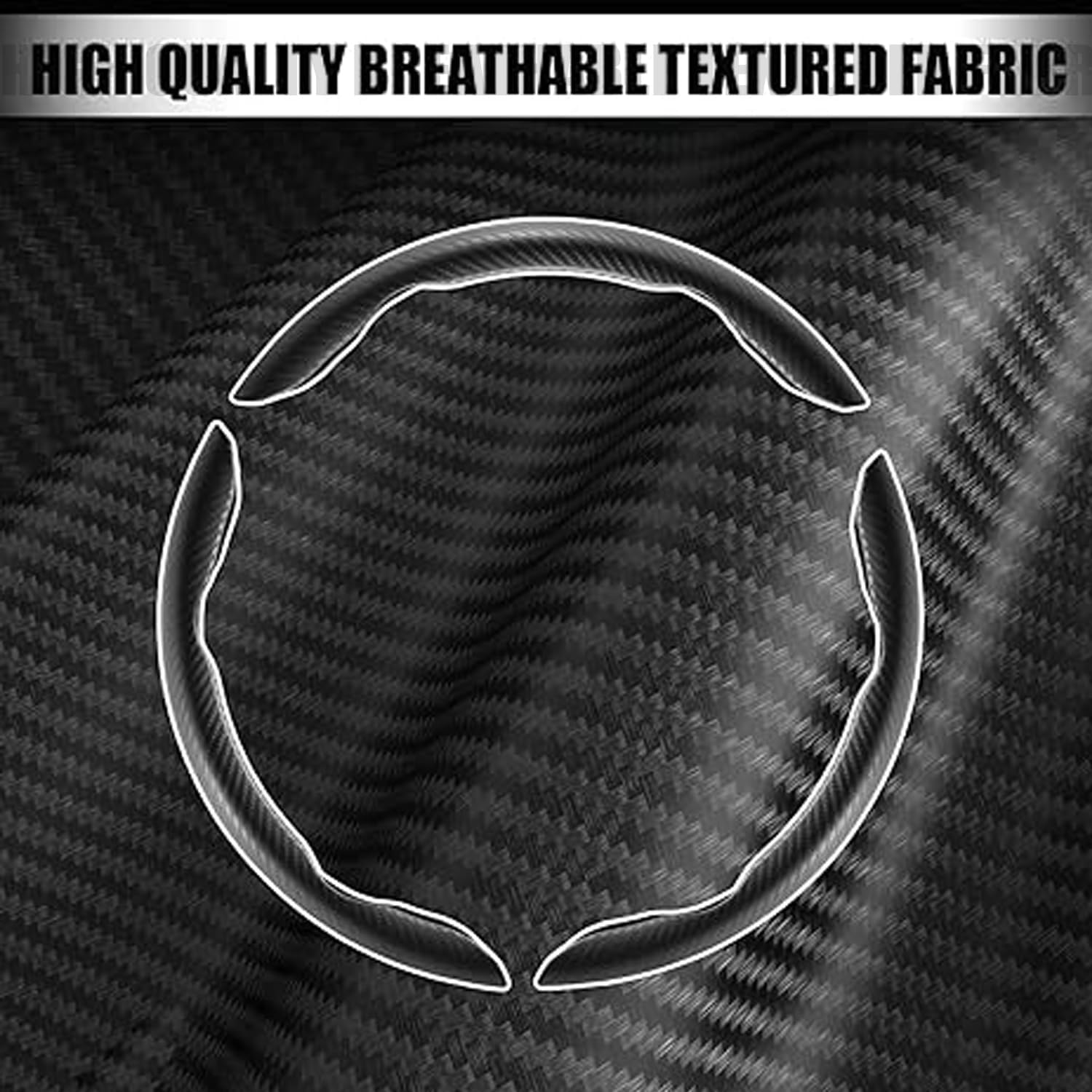 WEZCHUGHAOL Carbon Fiber Steering Wheel Cover, 3Pcs Segmented Anti-Slip Universal Fit for Cars &ndash; Durable Protector for Men & Women, Fits 99% Vehicles (Black)