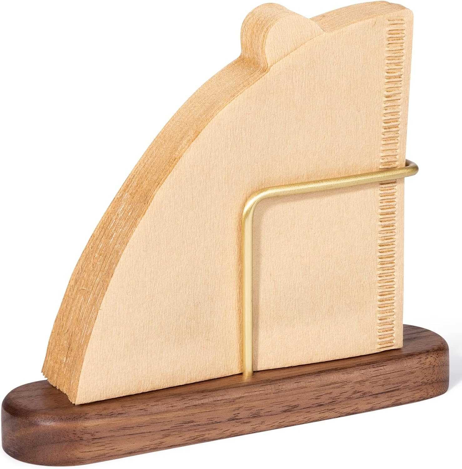 Coffee Filter Holder, Cherry Wood and Brass, V60 Cone Paper Coffee Filters Size 01 and 02, 40Pcs, 1 Count