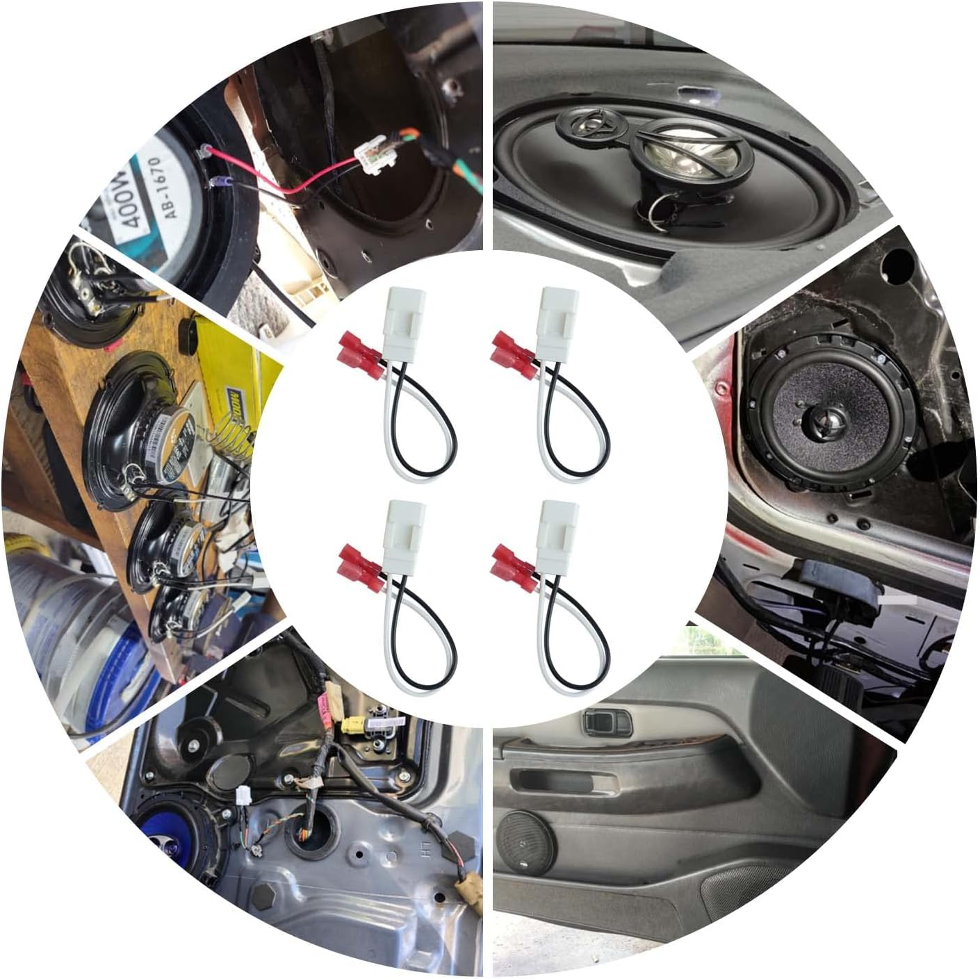 4 Pack Speaker Harness for Jeep Dodge Chrysler Models Front Rear Door Speaker Wiring Harness Adapter 72-6514 - Door Speaker Replacement image number 2