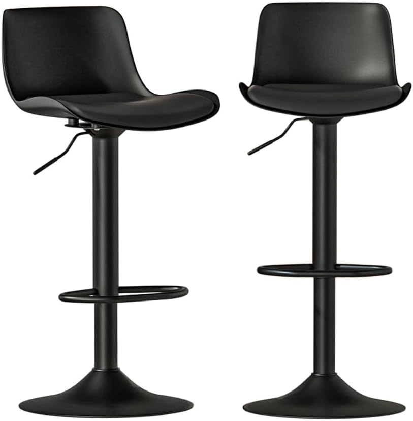 Artiss Bar Stools Plastic Stool Set of 2 Kitchen Counter Barstools Dining Chair Chairs with Solid in 55-78.5Cm Seat Height Floor for Home Dining Room Cafe Outdoor Indoor Black image number 5