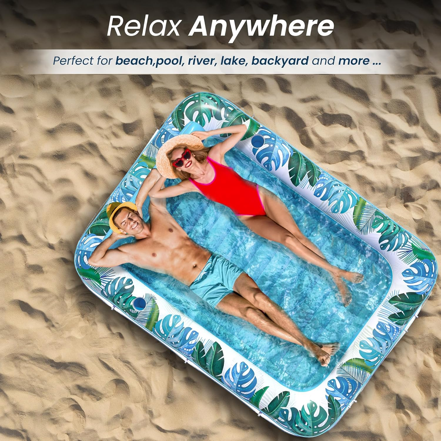 Jambo Inflatable Tanning Pool Lounger Float, Sun Tanning Pool Float, Water Lounge Raft, Pool Lounger for Adults, Tanning Raft, Big Pool Tub, Water Filled Tanning Bed, Kiddie Pool, Tanning Float image number 3