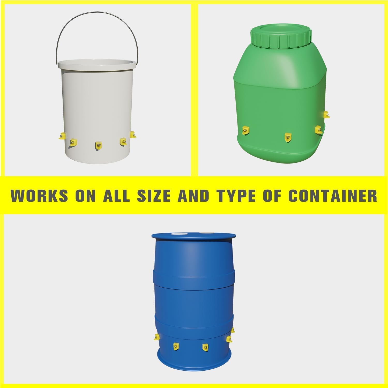 Chicken Waterer Nipples, Horizontal Side Mount, Anti-Leak Automatic Water System for Poultry, Suitable for Chickens, Duck, Quail, Includes Drill Bit & Installation Tool (Yellow, 15 Nipples) image number 2