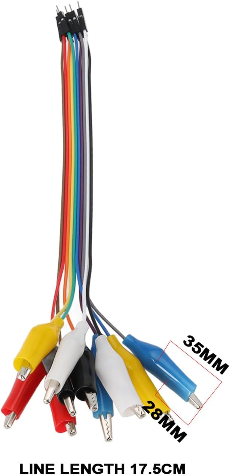 VGOL 4PCS Crocodile Clip D-Upont Cable Connector Socket 10 Pin Jumper Wire Male to Alligator Clip Wire Length 17.5Cm for Electronic Experiment image number 3