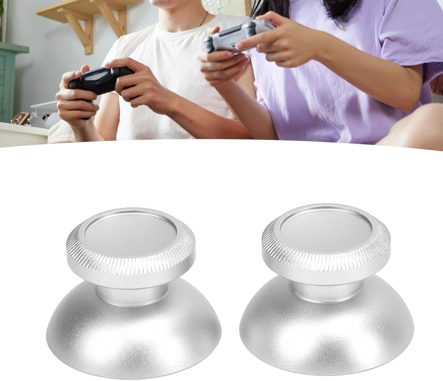 Thumbstick Caps for Xboxone, 2Pcs Aluminum Alloy Thumb Joystick Grips Replacement for PS4 Controller, Gaming Console Controller Accessories, Easy Installation (Pomyapr5Kymvatw-17) image number 3