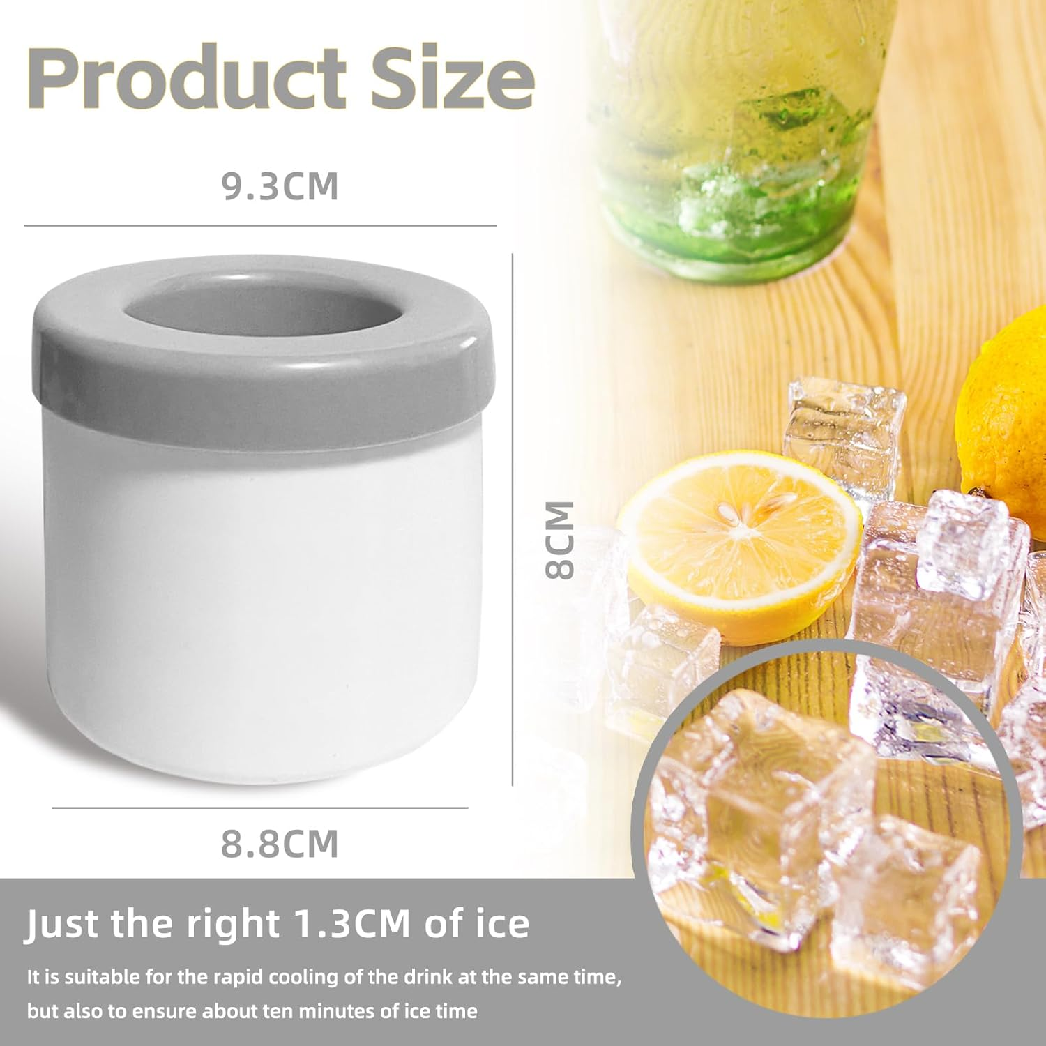 Ice Making Bucket, Quick-Freeze Silicone Ice Cube Tray with Easy Release and Compact Design (Grey) image number 3