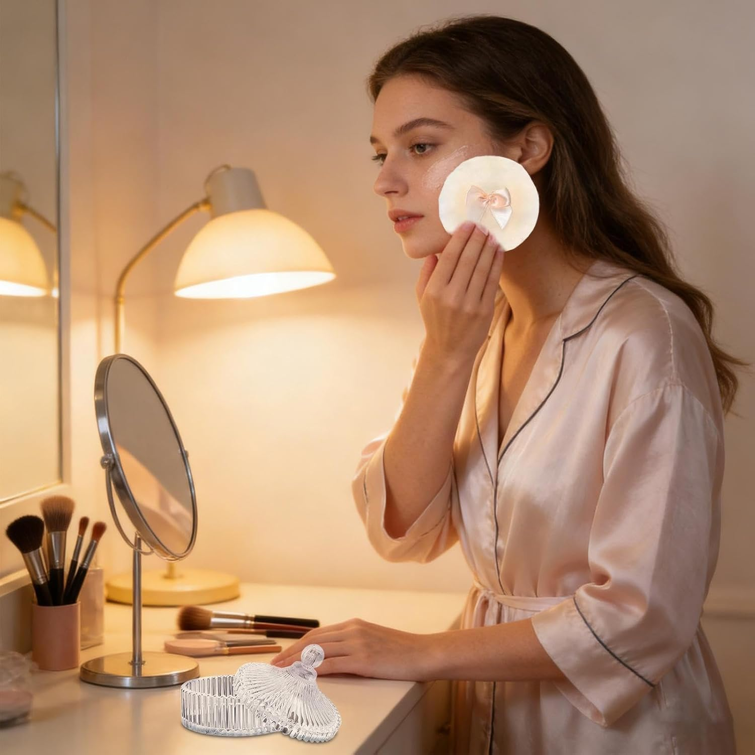 Large Body Powder Puff and Container,Soft Washable Applicator with Case | Dusting Powder Container Puff - for Face Beauty Foundation Setting Wet Dry Makeup Travel Valentine'S Day Stocking Stuffers (Yellow) - Yellow image number 3