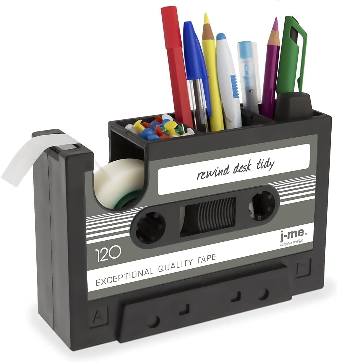 Cassette Tape Dispenser Pen Holder Vase Pencil Pot Stationery Desk Tidy Container Office Stationery Supplier Gift-Onepalace (Black) image number 4