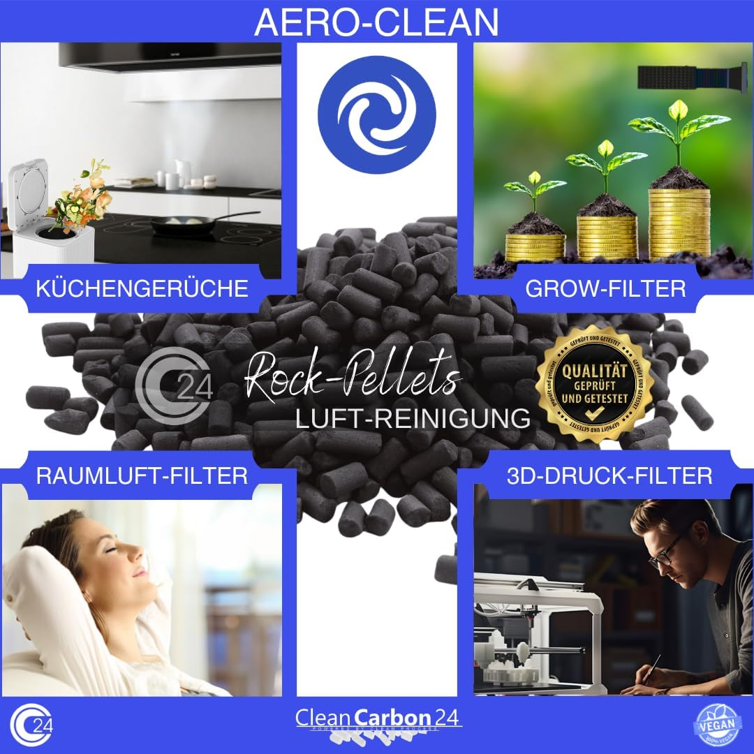 Activated Carbon Pellets Diameter 4 Mm, Made of Hard Carbon for Air Purification Aero-Clean Rock Pellets (2.5 Litres) image number 2