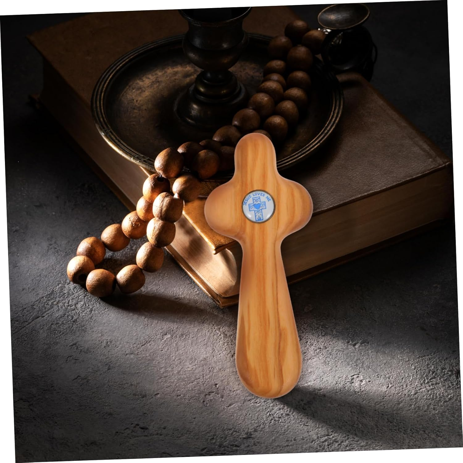 Homoyoyo Wooden Cross for Prayer Olive Wood Pocket Cross for Christian Ceremonies Unique Artisan Quality for Baptism Confirmation Thoughtful Religious Keepsake image number 1