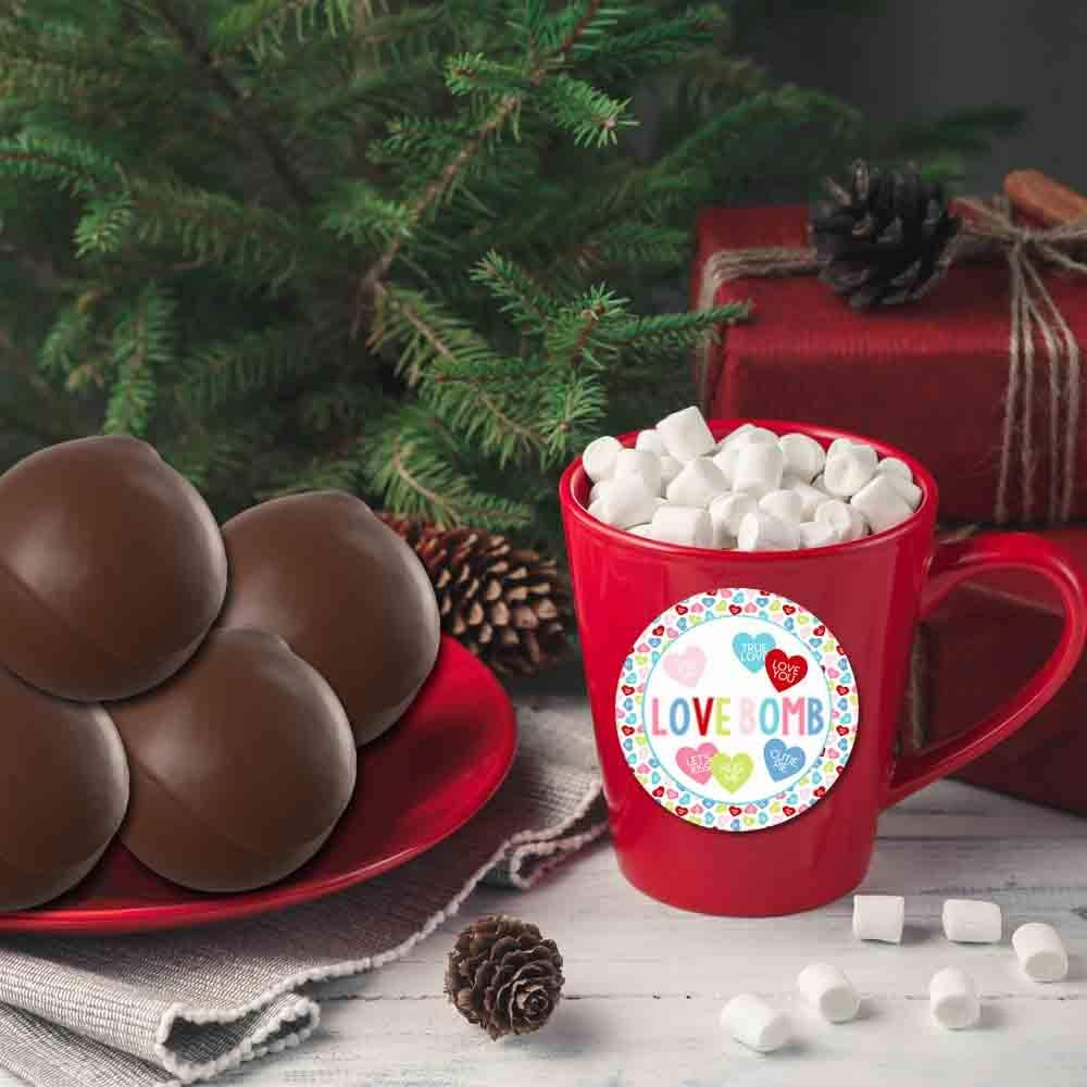 Love Bomb Candy Heart Themed Hot Cocoa Bomb Sticker Labels for Valentine'S Day, Total of 40 2" Circle Stickers (20 Sets of 2) by Amandacreation image number 1