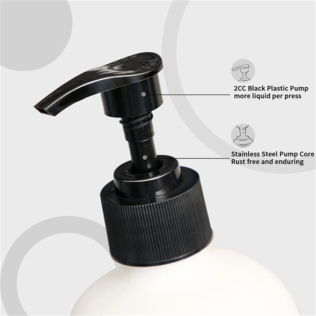 AXIM Glass Soap Dispenser Set,Versatile Lotion Liquid Soap Dish Dispenser,2 PCS 500Ml Shampoo Lotion Hand Soap Dispenser for Kitchen Deco,Bathroom, Countertop (Black+White) image number 2