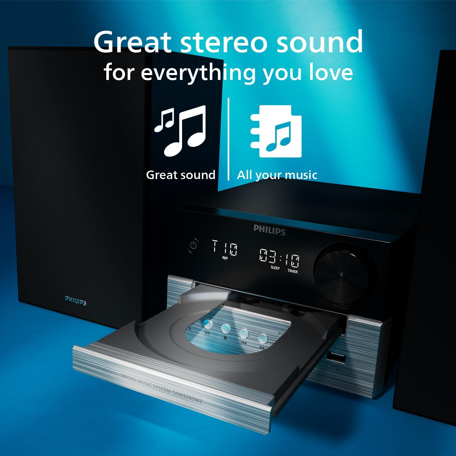 Philips TAM3205M2 Micro-Music System Hifi, Bluetooth, CD Player, USB, Auracast FM Radio, 85% PCR Material image number 1