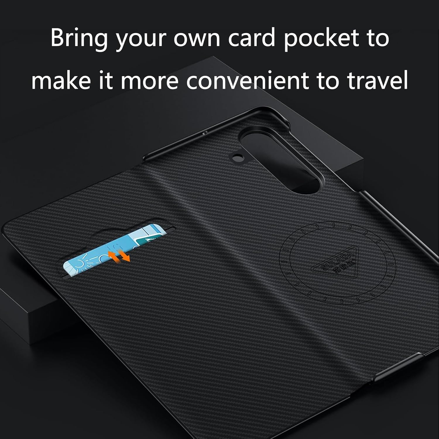 Komiyaa for Samsung Galaxy Z Fold 7 Case, Auto Wake/Sleep, [Compatible with Magsafe], Carbon Fiber Texture Skin-Friendly Case with Card Slot, Slim Protective Case for Samsung Galaxy Z Fold 7 (Blue) - Blue image number 6