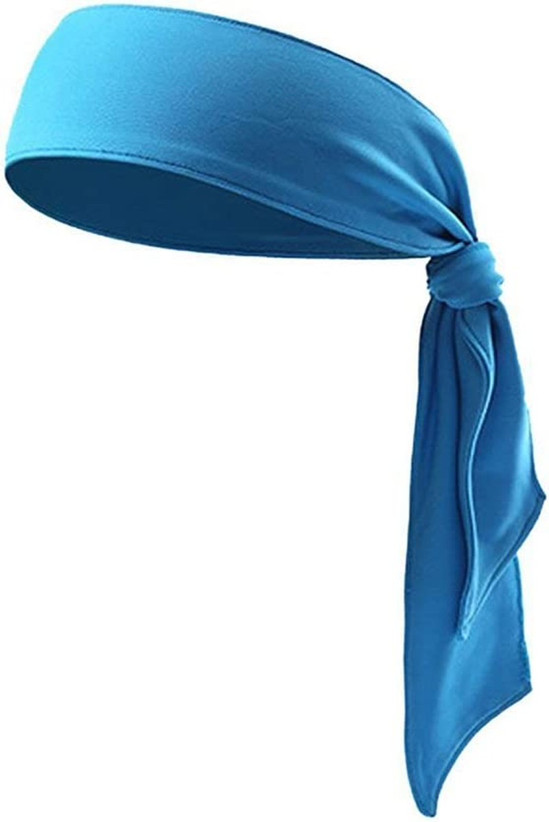 Quickly Dry Moisture Wicking Sweat Head Tie Headband Women Men Sports Stretchy Sweatband Head Wrap Scarf Bandana for Tennis Running Workout Yoga Gym Cycling Fitness (Blue)