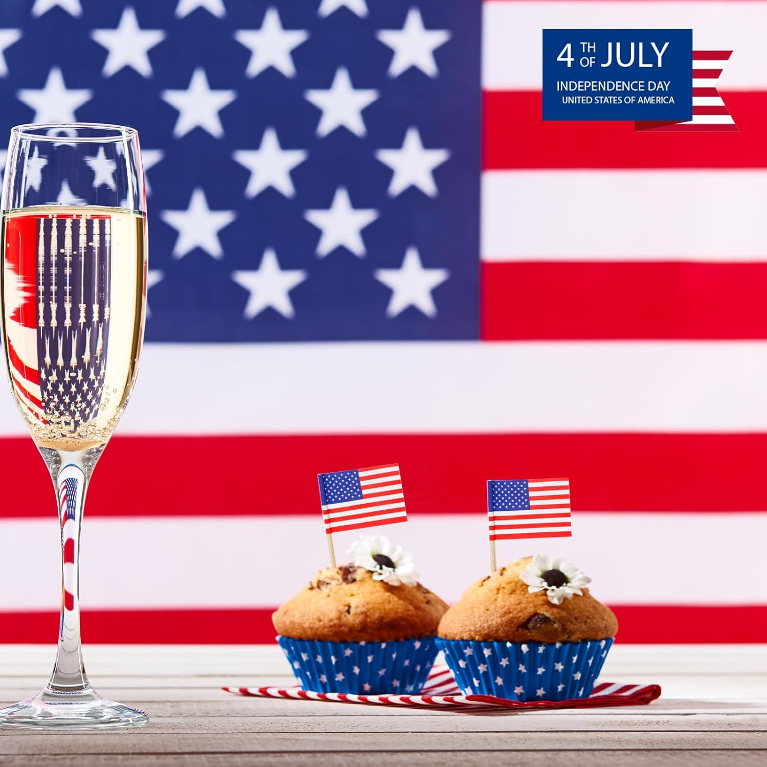 4Th of July American Toothpick Flag,50Pcs Cupcake Toppers,Independence Day Patriotic Cake Decorations,Memorial Day image number 1