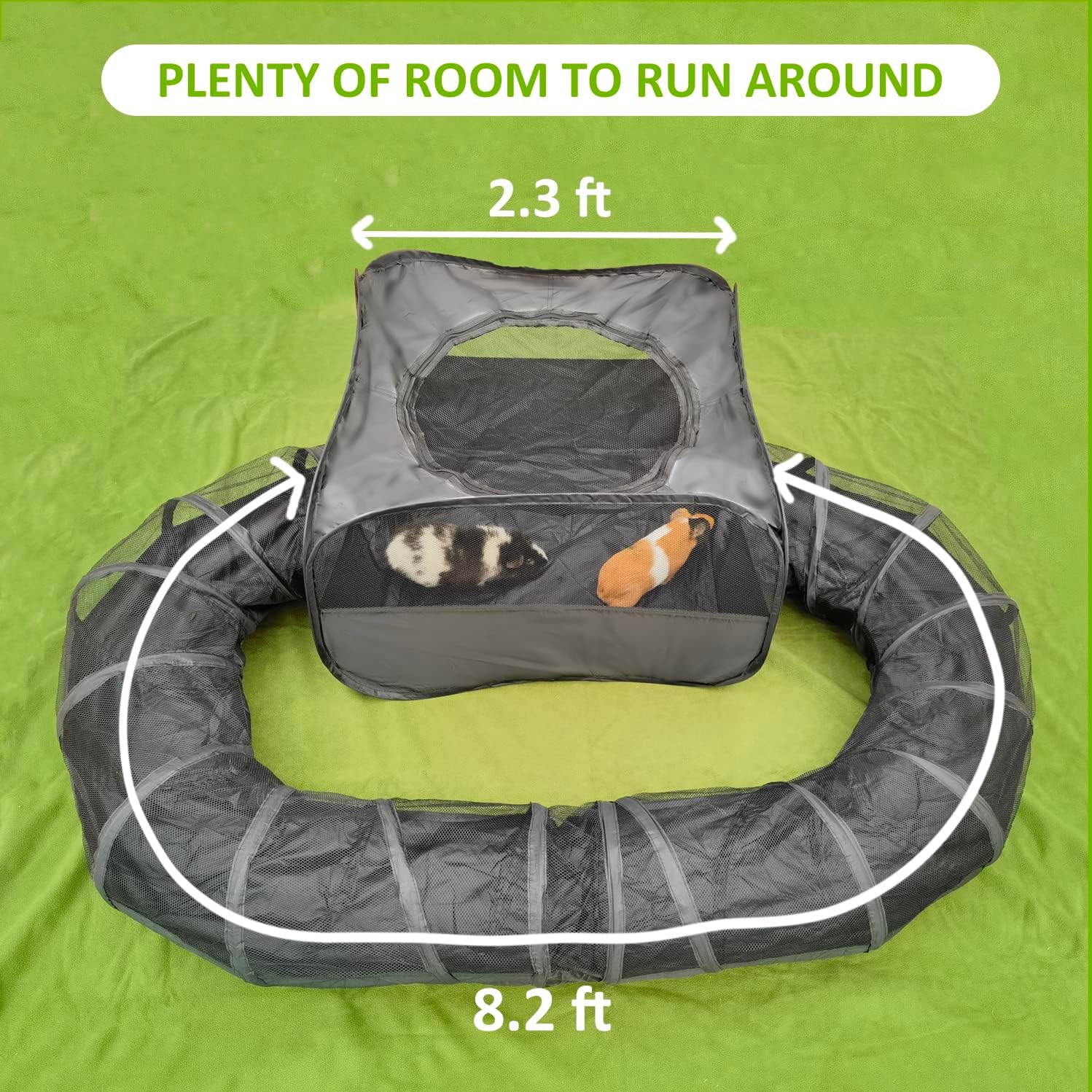 Guinea Pigs Playpen with Surround Tunnel,Pop Open Tent with Tube for Dwarf Rabbits,Chinchilla,Ferret and Other Small Animals to Run and Exercise Indoor or Outdoor (Playpen with Tunnel) image number 5